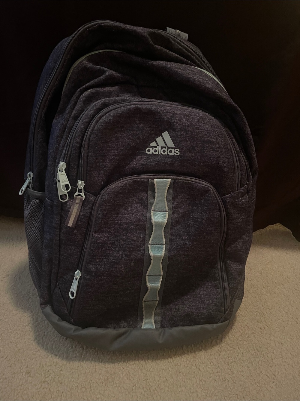 adidas Women's Dark Heather Black Backpack with Gray Accents - Picture 1 of 3